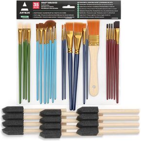 ARTEZA Detail Paint Brushes, Set of 15, Fine Detail Brush Set for Miniature Models and Canvases