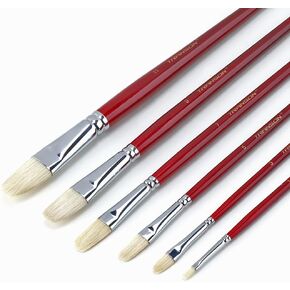 مجموعة فرش طلاء ترانسون هوج بشعيرات فيلبيرت بمقبض طويل 6 قطع للرسم الفني بالأكريليك الزيتي in Kuwait