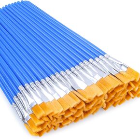 Small Paint Brushes Bulk, Anezus 50 Pcs Flat Tip Round Acrylic Paint Brushes for Kids Classroom Acrylic Watercolor Canvas Face Painting Touch Up