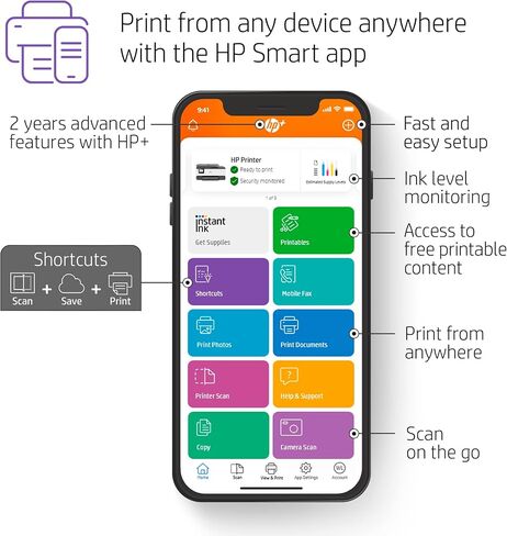 طابعة HP OfficeJet Pro 8034e لاسلكية الكل في واحد ملونة مع حبر فوري لمدة عام كامل، أبيض in Saudi Arabia