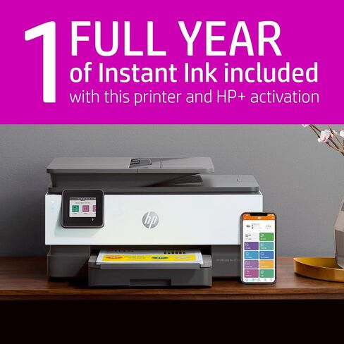 طابعة HP OfficeJet Pro 8034e لاسلكية الكل في واحد ملونة مع حبر فوري لمدة عام كامل، أبيض in Saudi Arabia