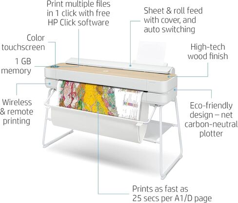 HP DesignJet Studio Wood Large Format Plotter Printer - 24", Includes 3-Year Warranty Care Pack (5HB12H) in Saudi Arabia