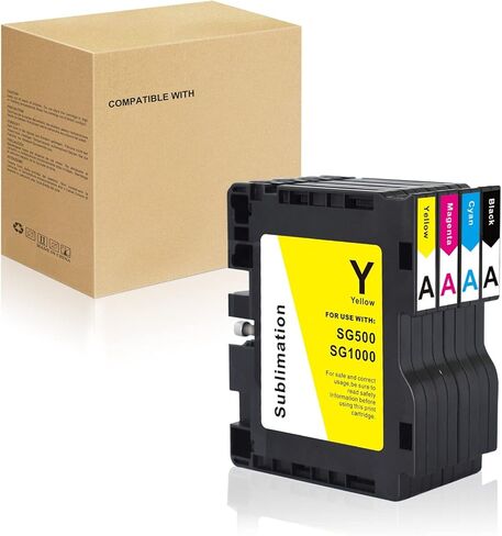 خرطوشة حبر تسامي متطورة SG500 SG1000 سلسلة A من AYMSous متوافقة مع طابعة Sawgrass Virtuoso SG500 SG1000 (مجموعة من سلسلة 1، أسود، سماوي، أرجواني، أصفر، 4 قطع) in Kuwait