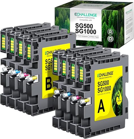 خرطوشة حبر التسامي SG500 SG1000 A+B Series 2 من ECHALLENGE متوافقة مع طابعة Sawgrass Virtuoso SG500 SG1000 (8 حزم، 2 أسود، 2 سماوي، 2 أرجواني، 2 أصفر) in Kuwait