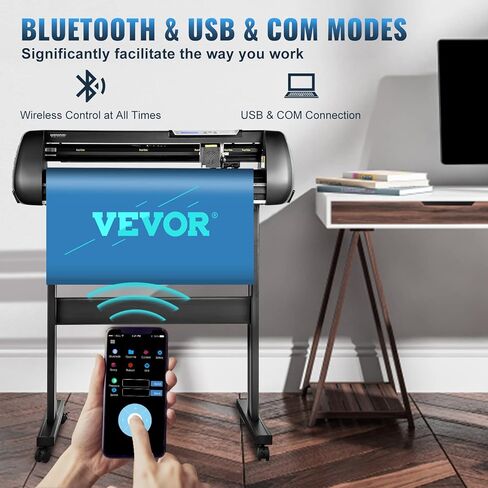 آلة قطع الفينيل VEVOR، راسمة فينيل مقاس 28 بوصة، قاطعة راسمة شاشة LCD، بكرات زنبركية مزدوجة قابلة للتعديل، راسمة قطع اللافتات، راسمة مع برنامج Signmaster للتصميم والقطع in Kuwait