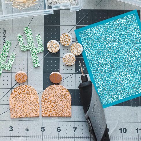 OLYCRAFT 4x5 بوصة Damaskc Clay Stencils Damaskc الشاشة الحريرية لبوليمر كلاي خمر نمط الشاشة الحريرية الإستنسل شبكة نقل الإستنسل شبكة الاستنسل لصنع المجوهرات بوليمر كلاي in Kuwait