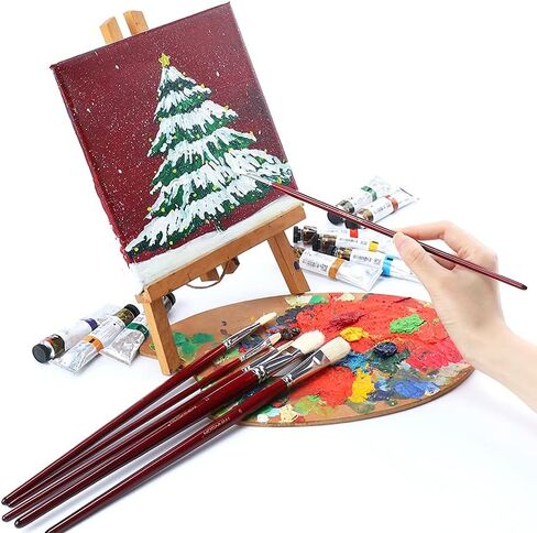 مجموعة فرش طلاء ترانسون هوج بشعيرات فيلبيرت بمقبض طويل 6 قطع للرسم الفني بالأكريليك الزيتي in Kuwait