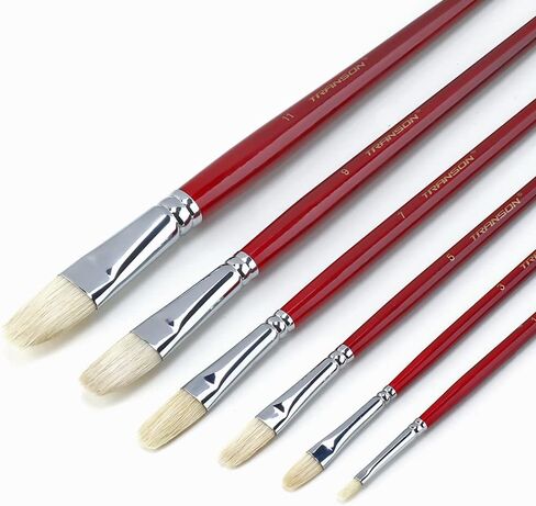 مجموعة فرش طلاء ترانسون هوج بشعيرات فيلبيرت بمقبض طويل 6 قطع للرسم الفني بالأكريليك الزيتي in Kuwait