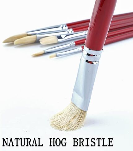 مجموعة فرش طلاء ترانسون هوج بشعيرات فيلبيرت بمقبض طويل 6 قطع للرسم الفني بالأكريليك الزيتي in Kuwait