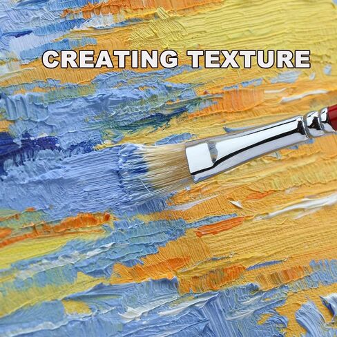 مجموعة فرش طلاء ترانسون هوج بشعيرات فيلبيرت بمقبض طويل 6 قطع للرسم الفني بالأكريليك الزيتي in Kuwait