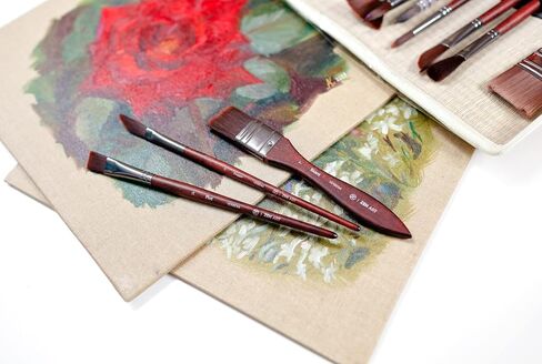 Professional Filbert Paint Brushes for Oil & Acrylic – 6pc Acrylic Paint Brush Set 2, 4, 6, 8, 10, & 12 with Durable Badger/Synthetic Bristles – Long Lacquered Birchwood Handles, No Shedding by ZenART in Kuwait