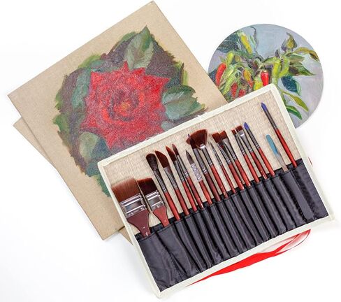 Professional Filbert Paint Brushes for Oil & Acrylic – 6pc Acrylic Paint Brush Set 2, 4, 6, 8, 10, & 12 with Durable Badger/Synthetic Bristles – Long Lacquered Birchwood Handles, No Shedding by ZenART in Kuwait