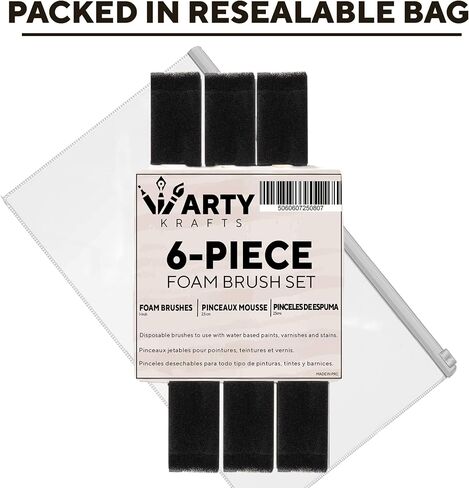 ARTY KRAFTS Pack of 25 Premium Quality Foam Paint Brushes Set - Versatile Foam Brush & Sponge Paint Brush - Ideal for Detailed Craftwork - Sponge Brush & Foam Brushes for Seamless Painting Experience in Saudi Arabia