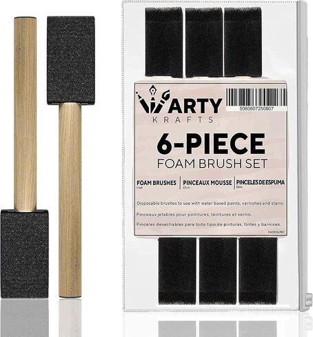 ARTY KRAFTS Pack of 25 Premium Quality Foam Paint Brushes Set - Versatile Foam Brush & Sponge Paint Brush - Ideal for Detailed Craftwork - Sponge Brush & Foam Brushes for Seamless Painting Experience in Saudi Arabia