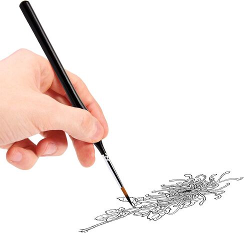 AIEX 9 Pieces Fine Detail Paint Brush Miniature Mini Paints Brush Set for Acrylic, Watercolor, Oil, Face, Nail, Scale Model Painting, Line Drawing(Black) in Saudi Arabia