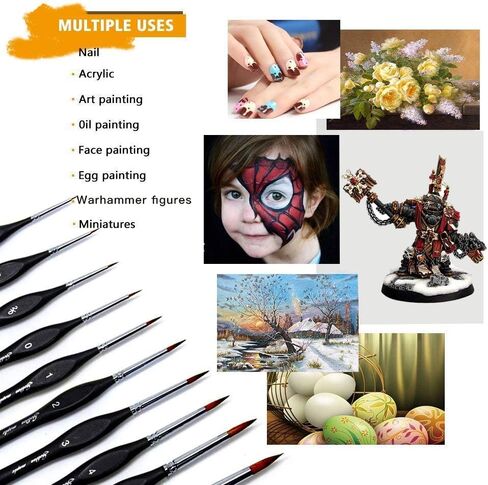 Detail Paint Brushes Set 10pcs Miniature Brushes for Fine Detailing & Art Painting - Acrylic, Watercolor,Oil,Models, Warhammer 40k. in Saudi Arabia