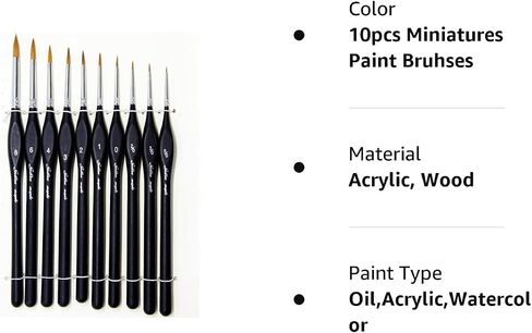 Detail Paint Brushes Set 10pcs Miniature Brushes for Fine Detailing & Art Painting - Acrylic, Watercolor,Oil,Models, Warhammer 40k. in Saudi Arabia