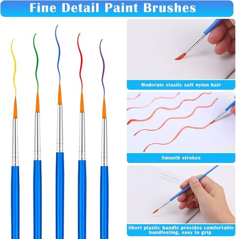Small Paint Brushes Bulk, Anezus 50 Pcs Flat Tip Round Acrylic Paint Brushes for Kids Classroom Acrylic Watercolor Canvas Face Painting Touch Up in Saudi Arabia