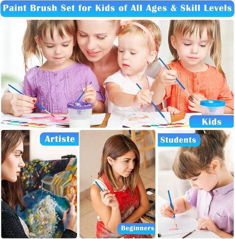 Small Paint Brushes Bulk, Anezus 50 Pcs Flat Tip Round Acrylic Paint Brushes for Kids Classroom Acrylic Watercolor Canvas Face Painting Touch Up in Saudi Arabia