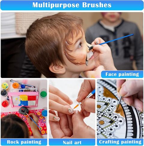 Small Paint Brushes Bulk, Anezus 50 Pcs Flat Tip Round Acrylic Paint Brushes for Kids Classroom Acrylic Watercolor Canvas Face Painting Touch Up in Saudi Arabia