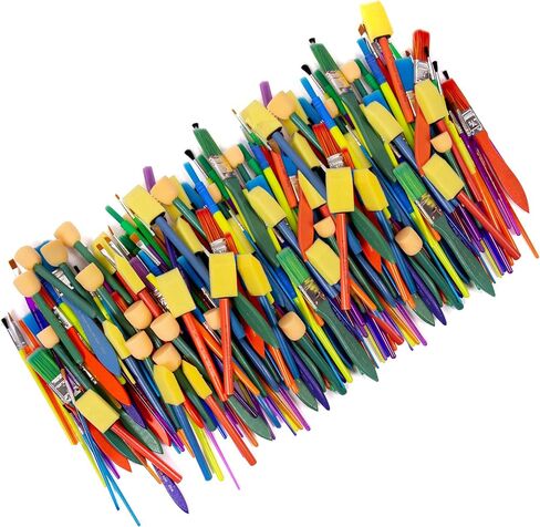Horizon Group USA Paint Brushes -35 All Purpose Paint Brushes Value Pack – Includes 8 Different Types of Brushes, Great with Watercolors, Acrylic & Washable Paints. Multicolored in Kuwait