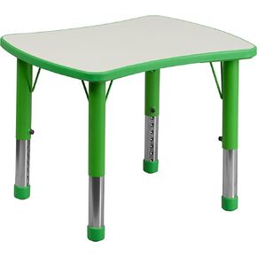 طاولة أنشطة قابلة للتعديل من البلاستيك الأزرق مستطيلة بارتفاع 5 سم عرض × 67 سم طول من Flash Furniture مع سطح علوي رمادي