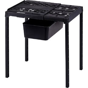 رف ومنظم خزانة LockerMate Adjust-A-Shelf، يمتد ليناسب خزانتك، ويتضمن درج تخزين، أسود in Kuwait