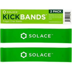 KICK BANDS Chair Bands for Kids with Fidgety Feet 12-Pack - ADHD Fidget Kickbands for Classroom Chairs & Desks - Solace Sensory Kickband (GREEN)