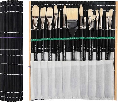 مجموعة فُرش رسم بمقبض طويل من Falling in Art للغواش، وفرش فنان ذات شعيرات خنزير طبيعية، ومستلزمات فنية احترافية مختلطة للرسم الزيتي والطلاء الأكريليك 10 قطع in Kuwait