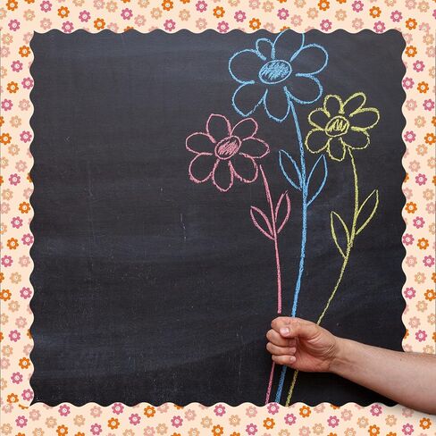Whaline 82Ft Boho Bulletin Board Borders Retro Groovy 70s Decoration Borders Vintage Smile Daisy Plaid Trim Border Boho Bulletin Board Stickers for School Classroom Office Party Decoration in Saudi Arabia