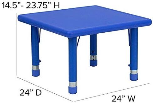 Flash Furniture Wren 24'' Square Blue Plastic Height Adjustable Activity Table in Saudi Arabia