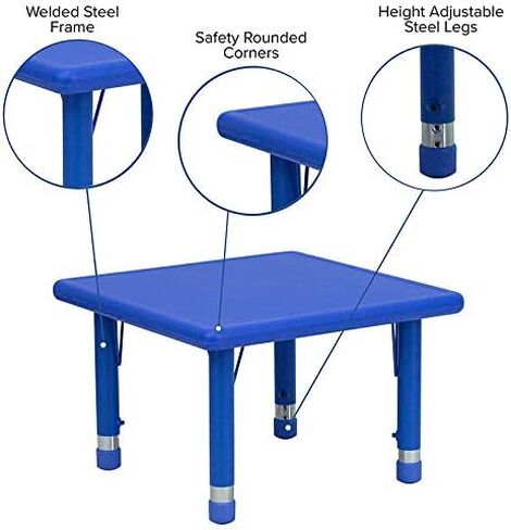 Flash Furniture Wren 24'' Square Blue Plastic Height Adjustable Activity Table in Saudi Arabia