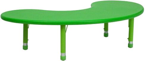 Flash Furniture Half-Moon Adjustable Height Preschool Activity Table for School/Home, Plastic Classroom Activity Table for Kids, 35''W x 65''D, Blue in Saudi Arabia