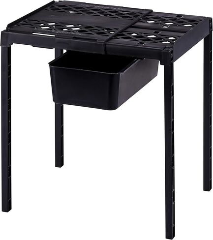 رف ومنظم خزانة LockerMate Adjust-A-Shelf، يمتد ليناسب خزانتك، ويتضمن درج تخزين، أسود in Kuwait