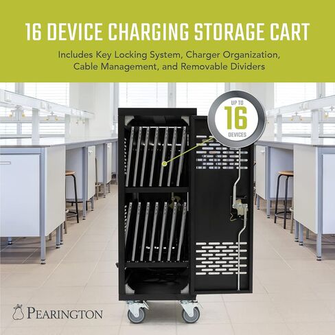 Pearington 34" x 20" 16-Device Classroom and Office Mobile Charging Storage Cart for Ipads, Chromebooks and Laptops in Saudi Arabia