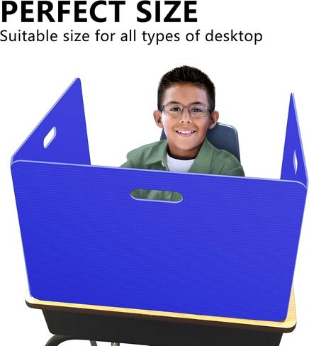 Privacy Shields 12 Pack Blue Durable Easy Carry Plastic Desk Dividers-Easy to Disinfect Classroom Dividers-Portable Divider-Re-usable Privacy Divider in Saudi Arabia