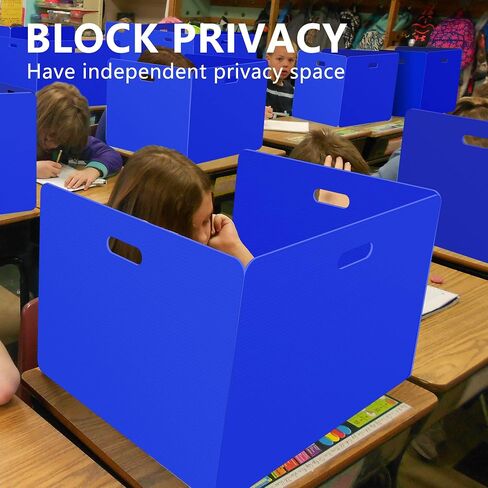 Privacy Shields 12 Pack Blue Durable Easy Carry Plastic Desk Dividers-Easy to Disinfect Classroom Dividers-Portable Divider-Re-usable Privacy Divider in Saudi Arabia