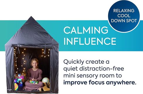 خيمة حسية داخلية داكنة من BouncyBand مع إطار قوي - 39 بوصة × 46 بوصة × 57 بوصة - بيئة حسية آمنة مستقلة للفصول الدراسية والاستخدام المنزلي in Kuwait