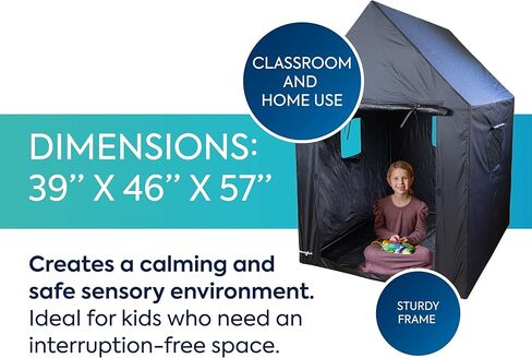 خيمة حسية داخلية داكنة من BouncyBand مع إطار قوي - 39 بوصة × 46 بوصة × 57 بوصة - بيئة حسية آمنة مستقلة للفصول الدراسية والاستخدام المنزلي in Kuwait
