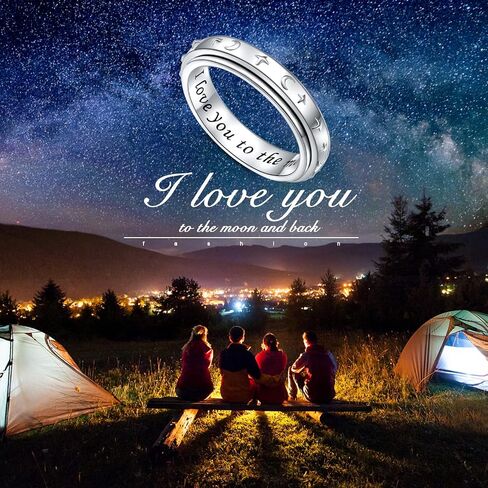 Yearace I Love You to The Moon and Back Spinner Ring for Women Teen Girls 925 Sterling Silver Moon Star Fidget Rings for Anxiety Stress Relieving ADHD Autism Rings Inspirational Jewelry in Saudi Arabia