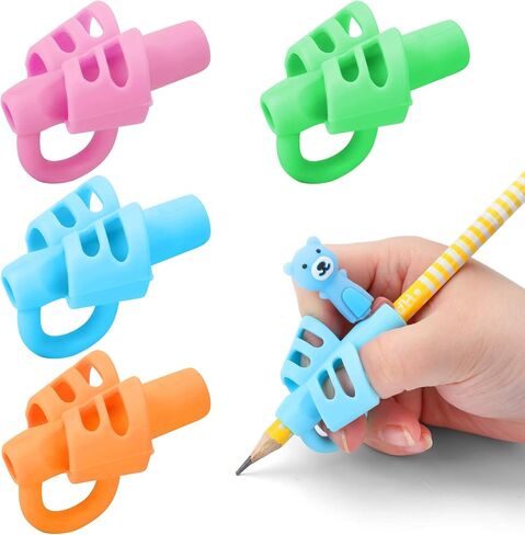 BUSHIBU Pencil Grips for Kids Handwriting, 4 Pcs Toddler Pencil Grippers, Pen Grips Trainer for Beginners Preschoolers Kindergarten Children in Saudi Arabia