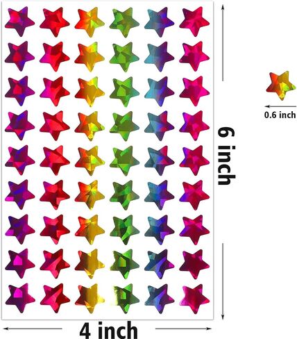 1620 Holographic Rainbow Small Star Stickers for Kids Reward, Behavior Chart, Student Planner and School Classroom Teacher Supplies, 0.6" Diameter in Saudi Arabia