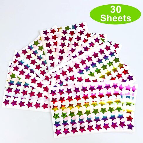 1620 Holographic Rainbow Small Star Stickers for Kids Reward, Behavior Chart, Student Planner and School Classroom Teacher Supplies, 0.6" Diameter in Saudi Arabia