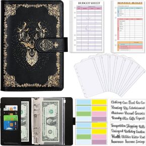 Budget Binder, A6 Marble PU Leather Binder, Money Saving Organizer/ Planner with 8 Zipper Cash Envelopes, 12 Expense Budget Sheets & 2 Letter Label Sticker for Budgeting in Saudi Arabia