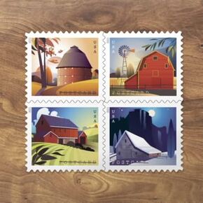 Barn Postcard Forever Postage Stamps 2 Sheets of 20 US Postal First Class American History Wedding Celebration Anniversary (40 Stamps)