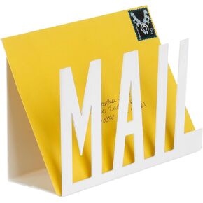MyGift Modern Black Metal Mail Holder Countertop Organizer with Cutout MAIL Lettering Design, Office Desktop Envelope and Document Storage Rack