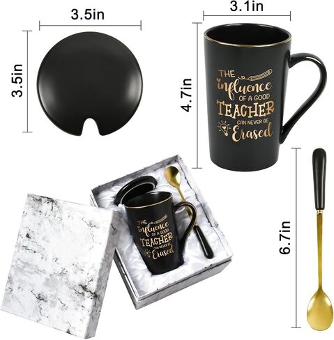 YHRJWN - Teacher Appreciation Gifts, The Influence of A Good Teacher Coffee Cup, Cool Gifts for Teachers, Teacher Gifts for Woman Men, Thank You Music Math Science Teacher Christmas Gifts 14Oz Black in Saudi Arabia