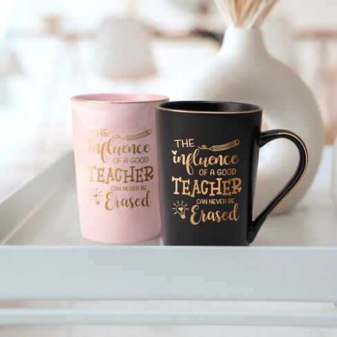 YHRJWN - Teacher Appreciation Gifts, The Influence of A Good Teacher Coffee Cup, Cool Gifts for Teachers, Teacher Gifts for Woman Men, Thank You Music Math Science Teacher Christmas Gifts 14Oz Black in Saudi Arabia
