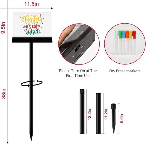FANOAULEA Mother's Day Decoration Solar Power Acrylic Dry Erase Board with LED Light, Colorful Writing Sign Board for Garden Yard Patio Party and Outdoor Indoor Decor Includes 6 x Color Pens in Saudi Arabia