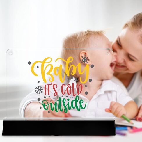 FANOAULEA Mother's Day Decoration Solar Power Acrylic Dry Erase Board with LED Light, Colorful Writing Sign Board for Garden Yard Patio Party and Outdoor Indoor Decor Includes 6 x Color Pens in Saudi Arabia